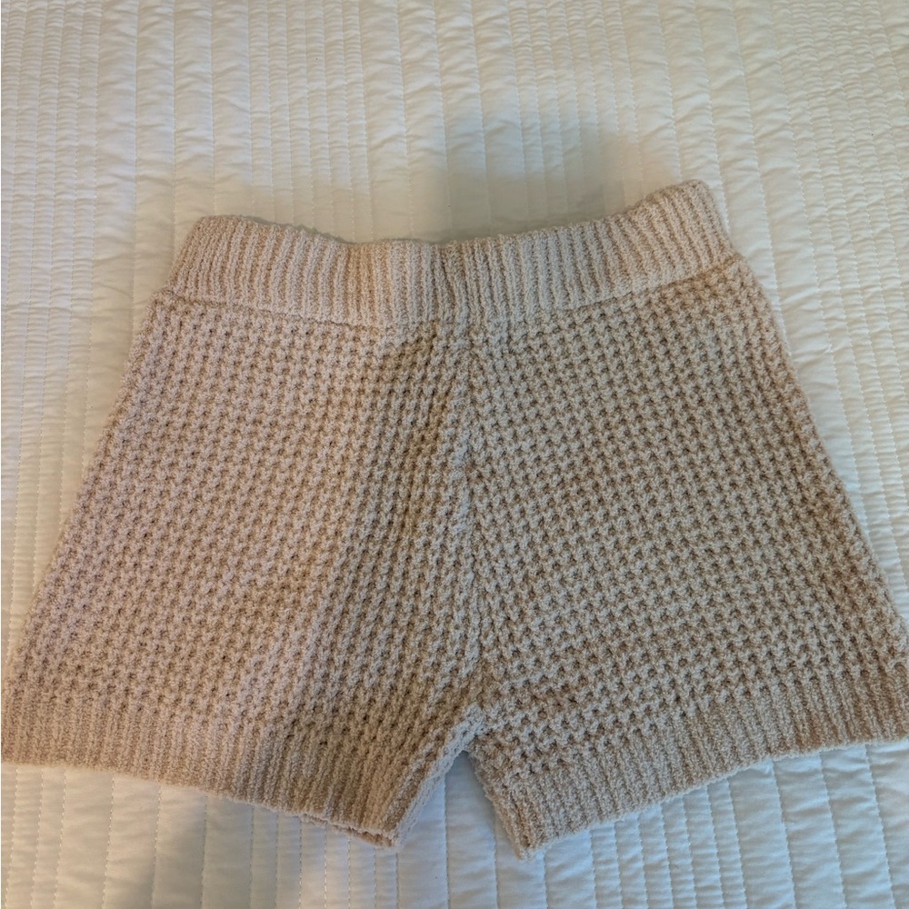 Sincerely Jules Cream Knit Shorts with Ribbed Waistband